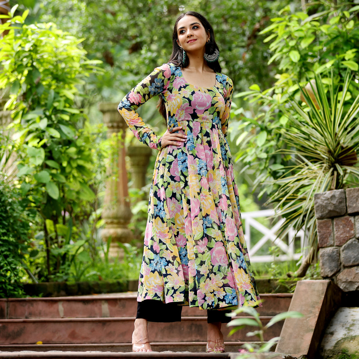 Vivid Floral Georgette Kurta