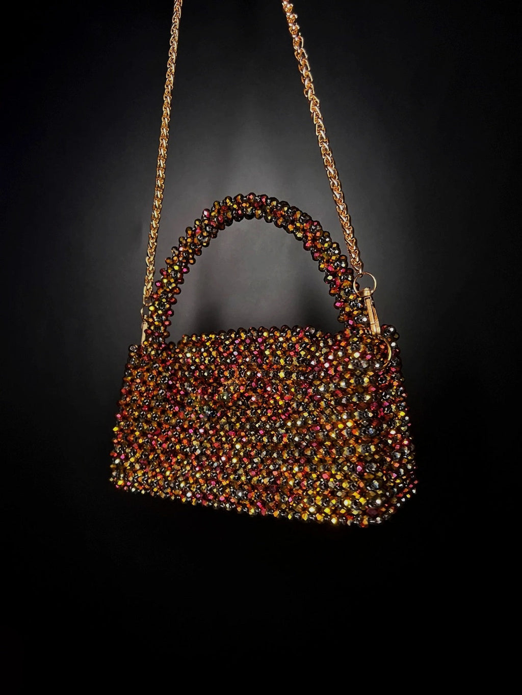 Luxury Crystal Bead Bag: Handmade Shoulder Bag