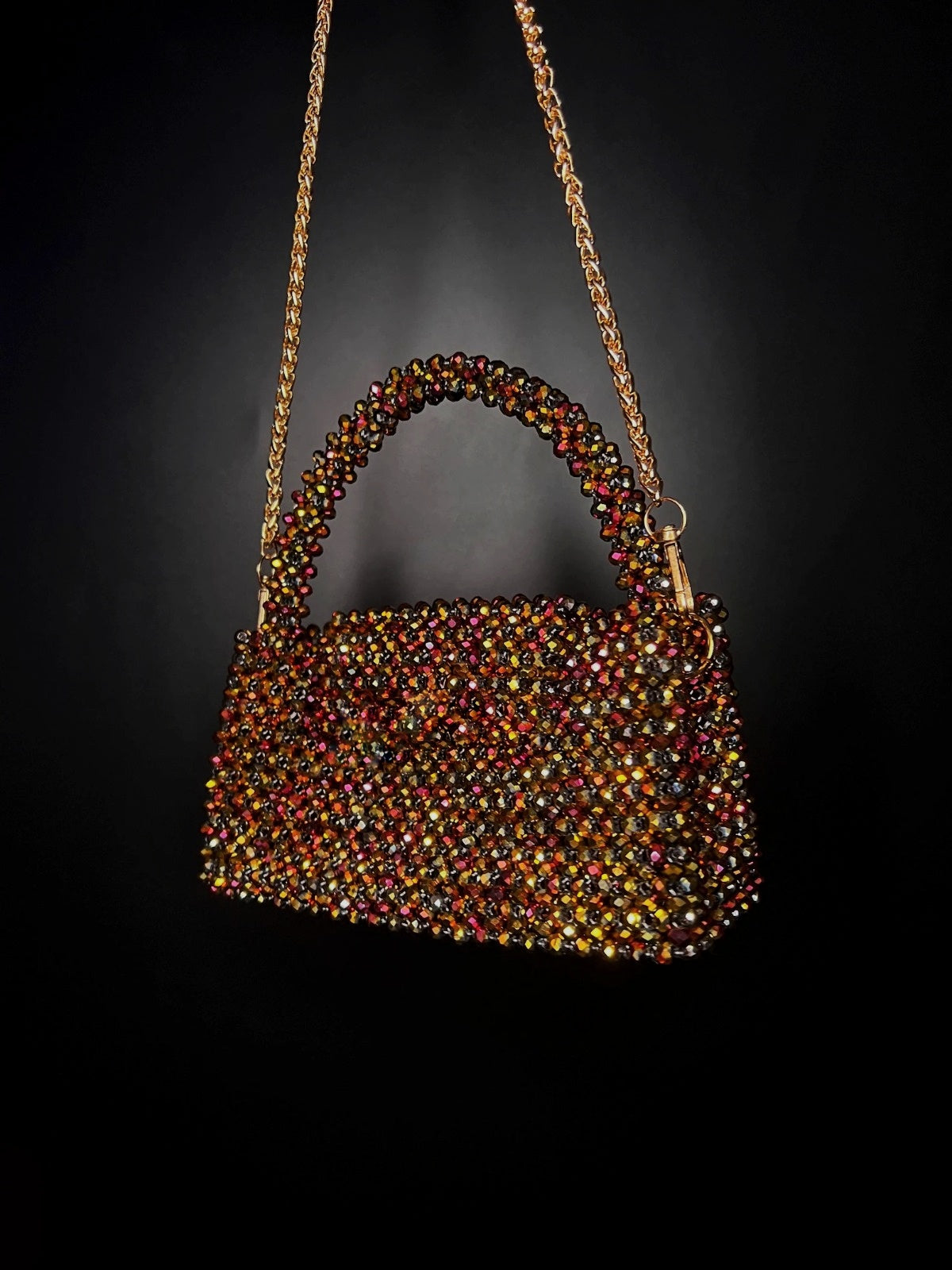 Luxury Crystal Bead Bag: Handmade Shoulder Bag