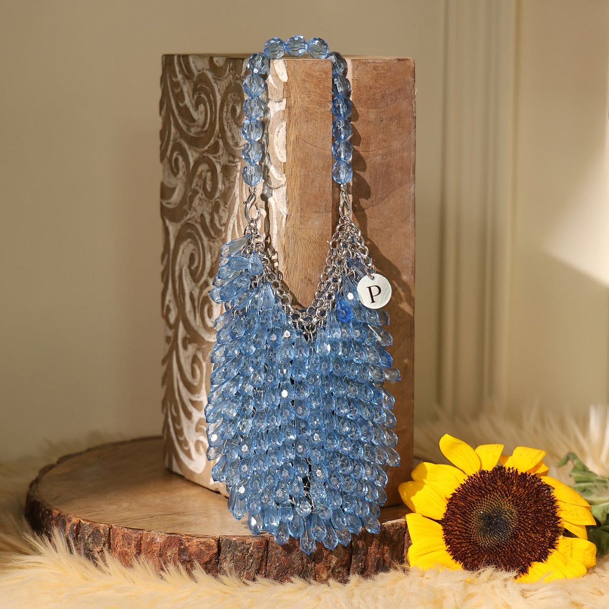 Aurielie- Teardrop Crystal Bag - White