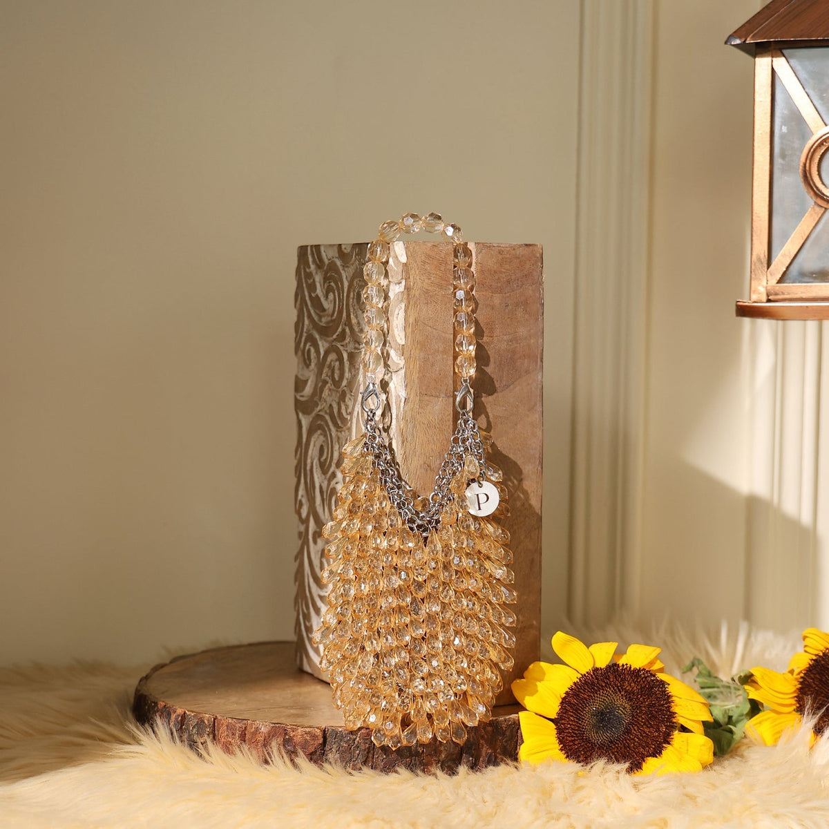 Aurielie- Teardrop Crystal Bag - White
