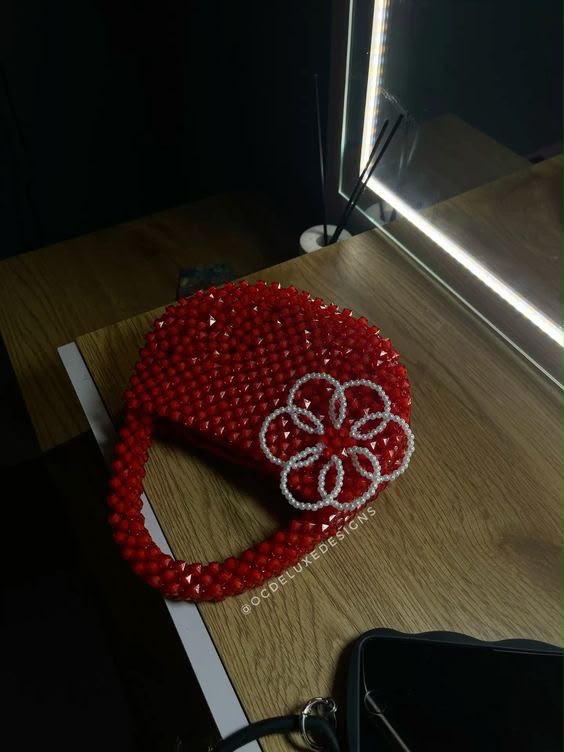 Red Crystal Beaded Evening Handbag