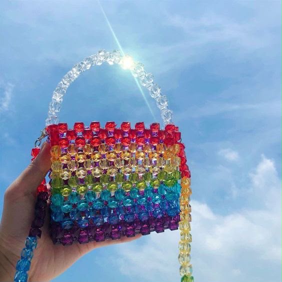 Rainbow Crystal Beaded Mini Shoulder Bag
