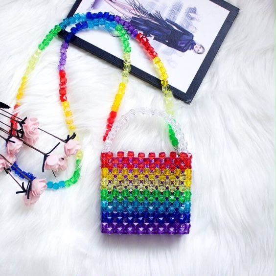 Rainbow Crystal Beaded Mini Shoulder Bag
