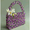 Purple & Emerald Crystal Beaded Handbag – Floral Elegance Collection