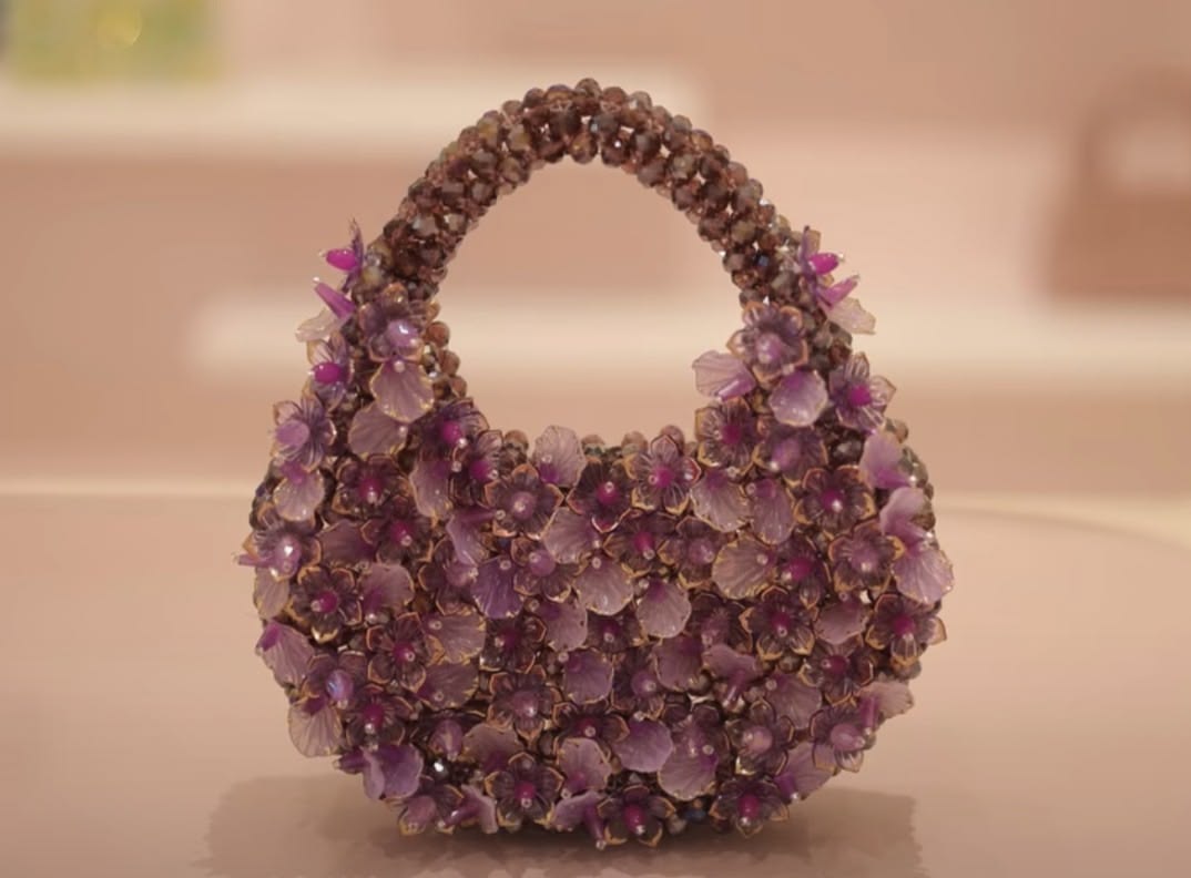 Royal Plum Floral Beaded Handbag – Elegant Statement Collection