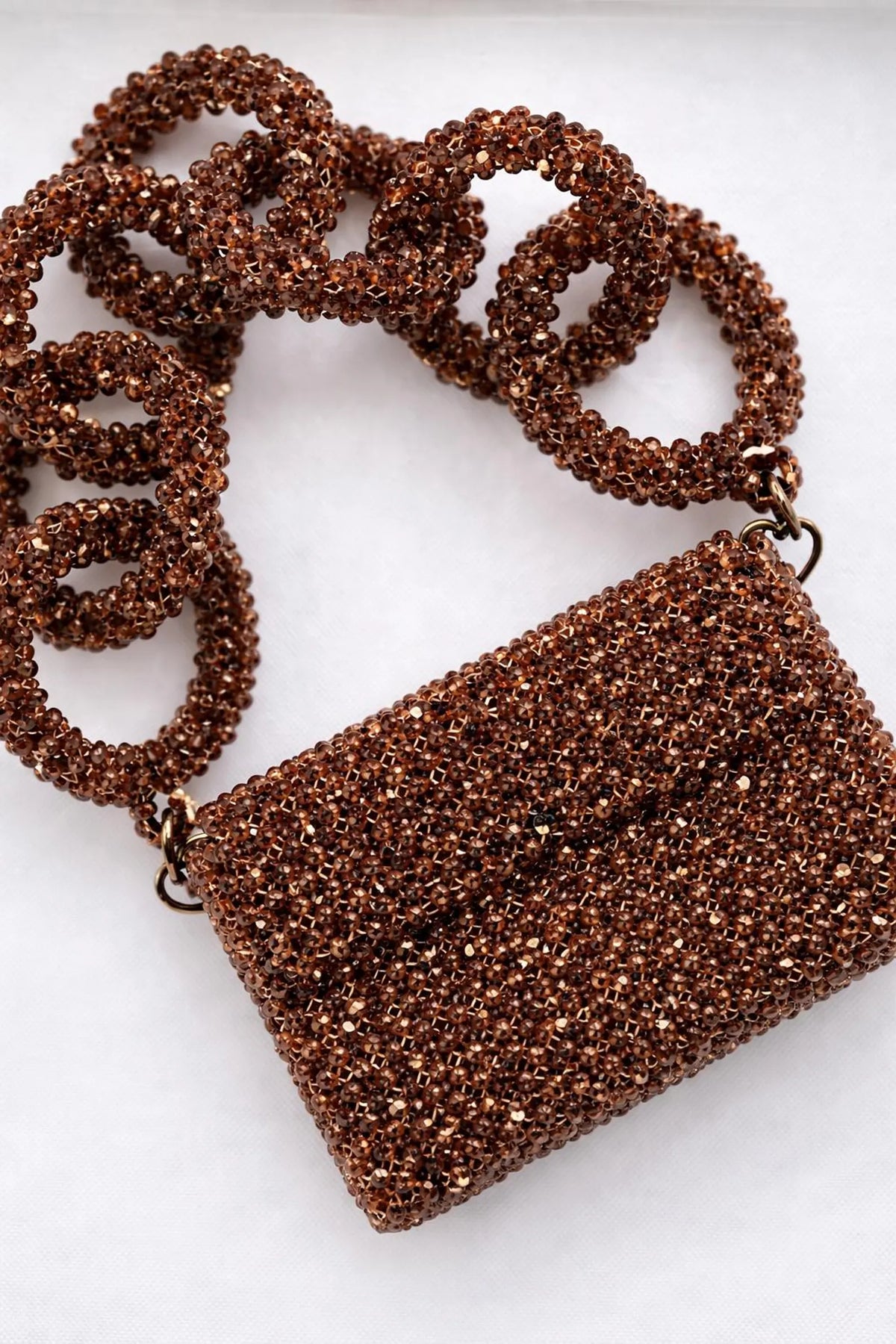 Red Crystal Beaded Mini Bag | Handmade Sparkly Evening Shoulder Purse