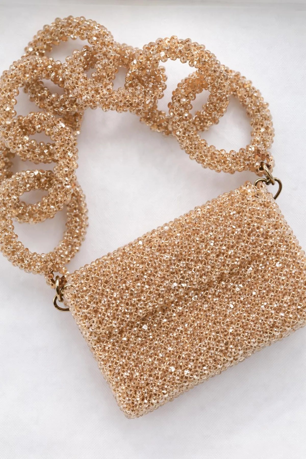 Red Crystal Beaded Mini Bag | Handmade Sparkly Evening Shoulder Purse