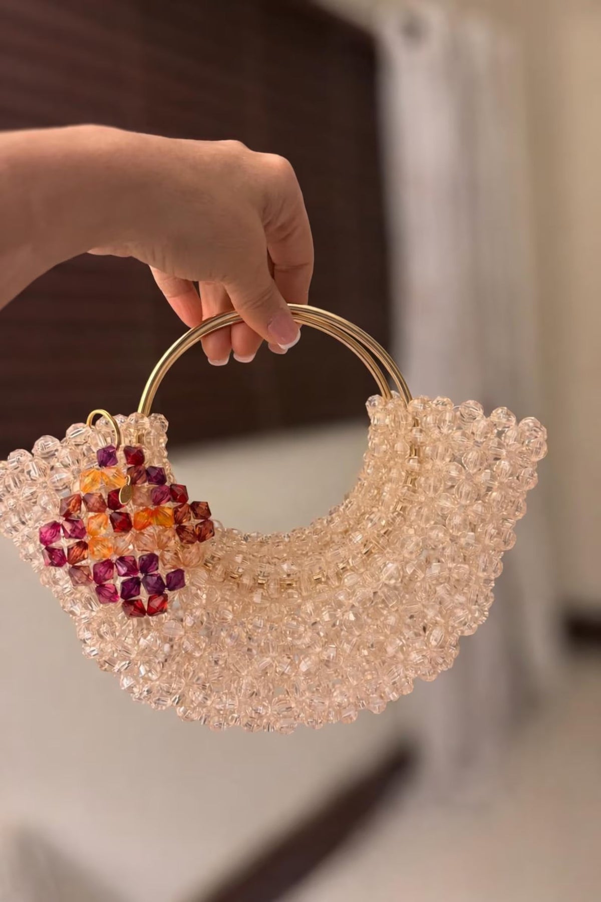 Handmade Beaded Crescent Bag – Elegant Statement Piece