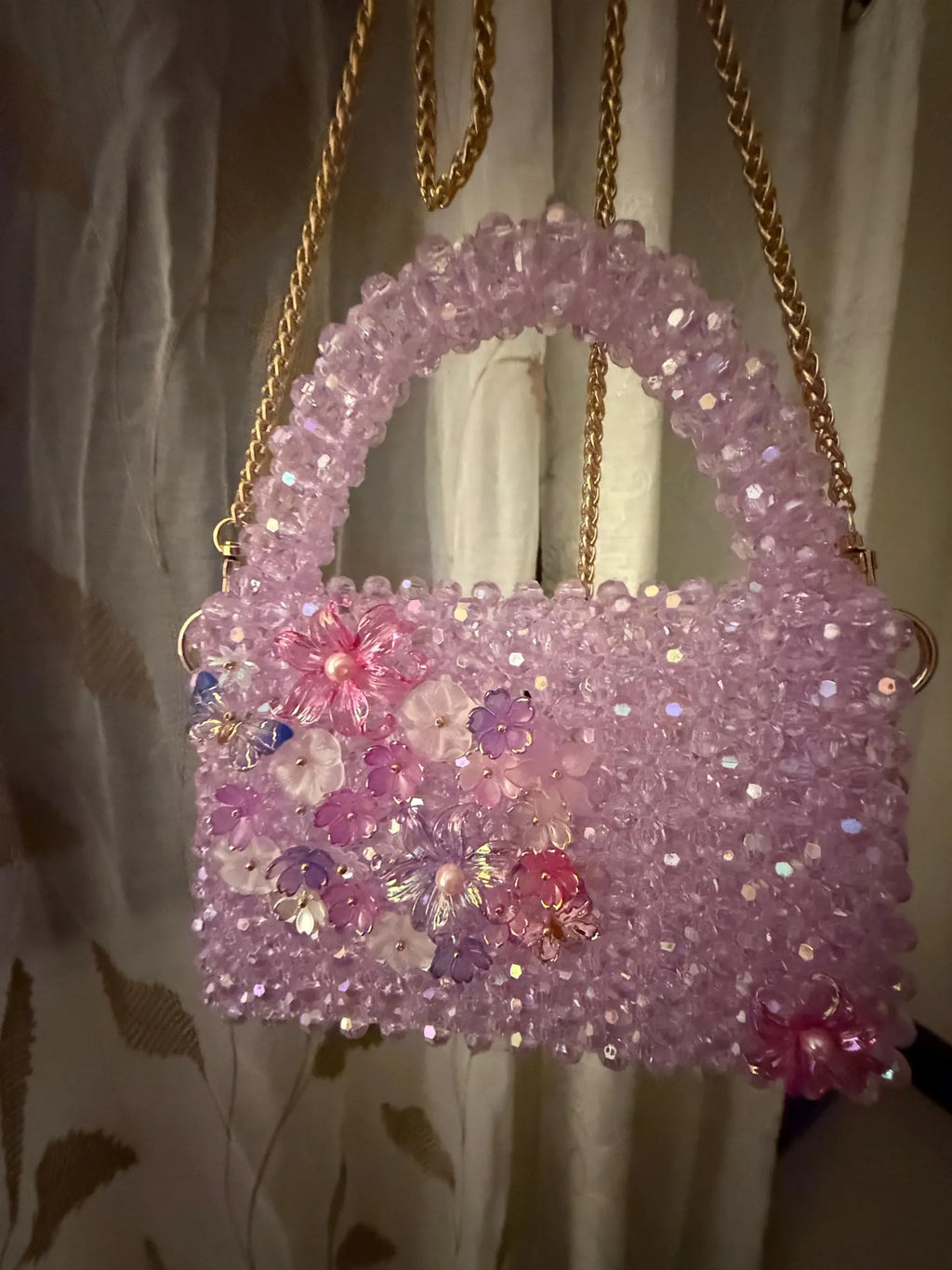 Lilac Crystal Beaded Bag