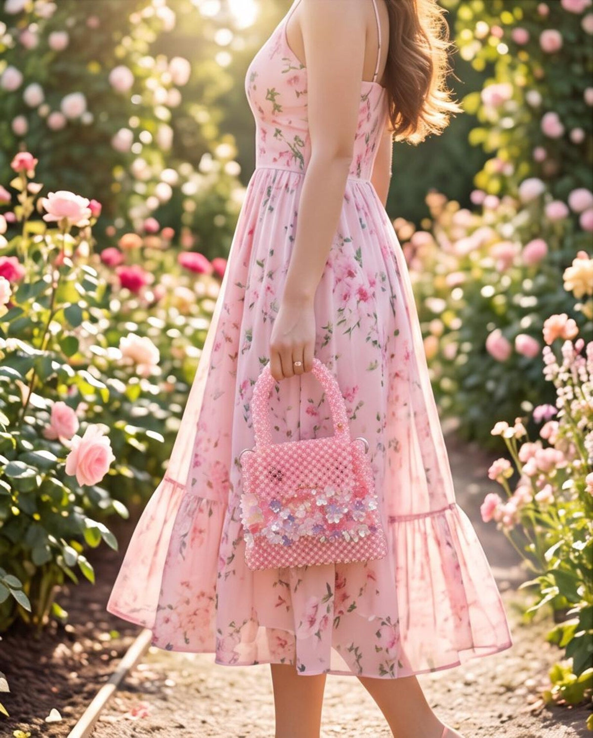 Blush Blossom Beaded Handbag