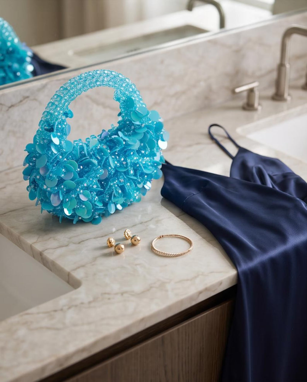 Ocean Sparkle Beaded Handbag