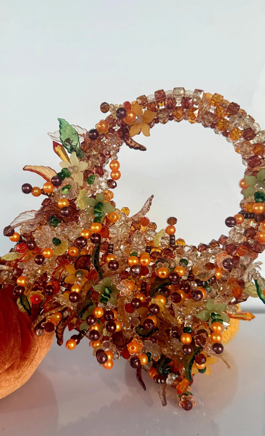 Handmade Autumn Harvest Basket: Faceted Beads, Crystal Accents, Fall Décor