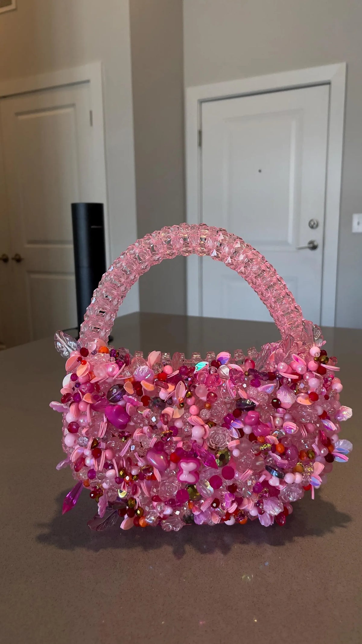 Pink embellished beaded bag