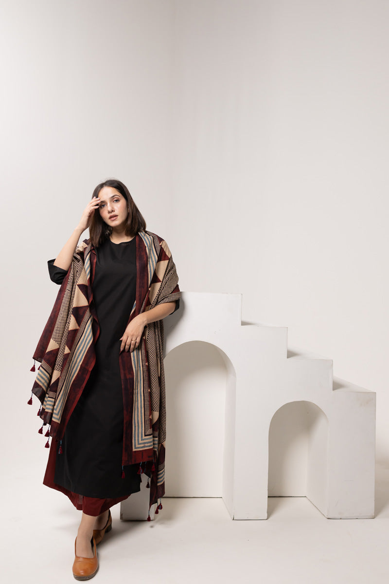 Set of 3 - Kurta, Dupatta & Culotte - Aabaan 07