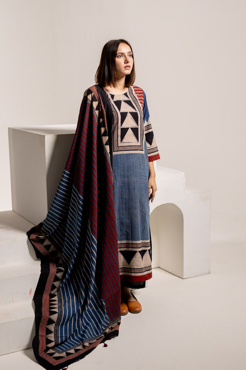 Set of 3 - Kurta, Dupatta & Culotte - Aabaan 03