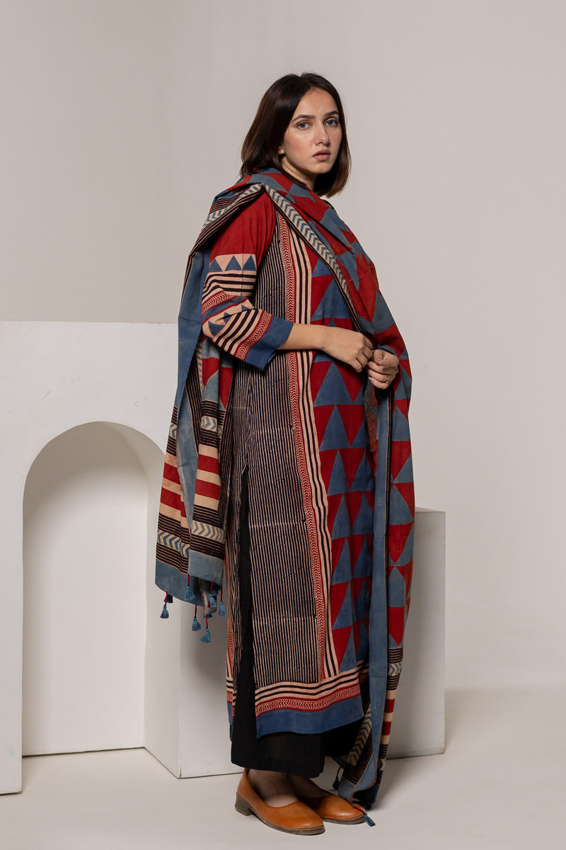 Set of 3 - Kurta, Dupatta & Culotte - Aabaan 04