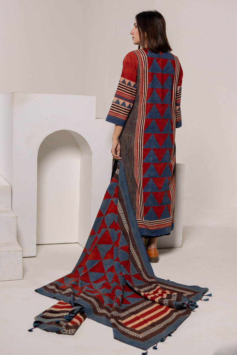 Set of 3 - Kurta, Dupatta & Culotte - Aabaan 04