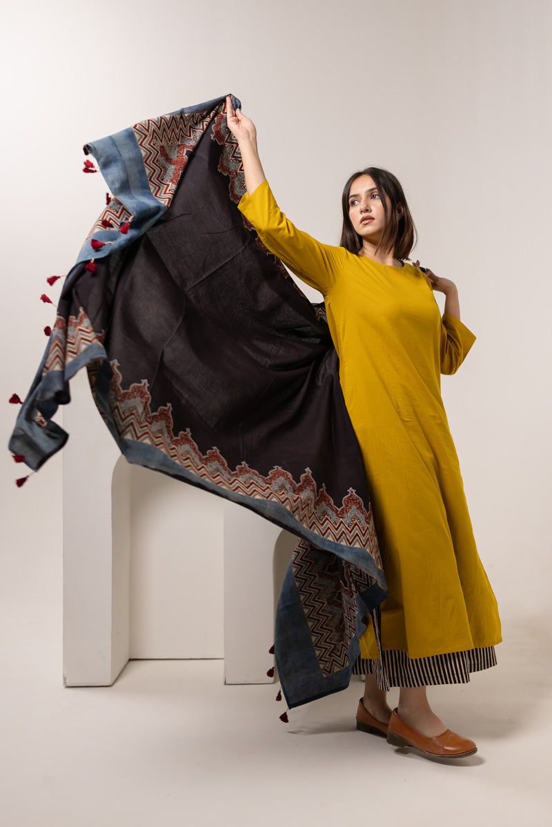 Set of 3 - Kurta, Dupatta & Culotte - Earthy Echoes 04