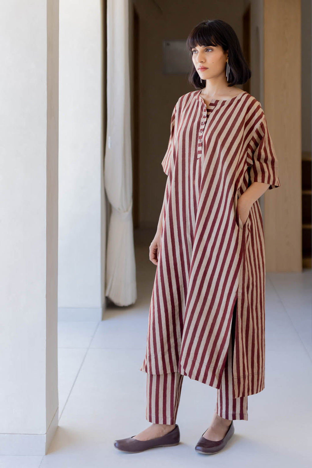 Omi Kurta Set of 2 - Maroon meadow