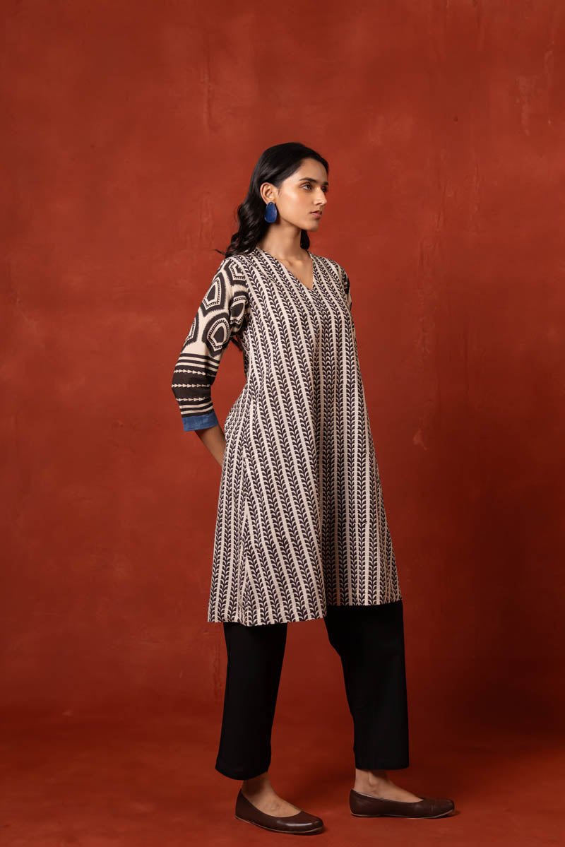 V Neck A-Line Kurta - Aya