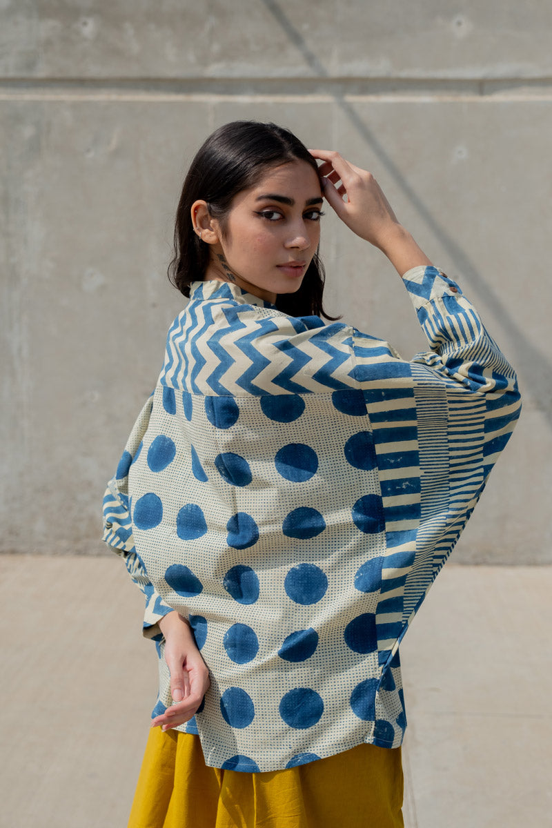 Freesize Anti-fit Top - Indigo Polka