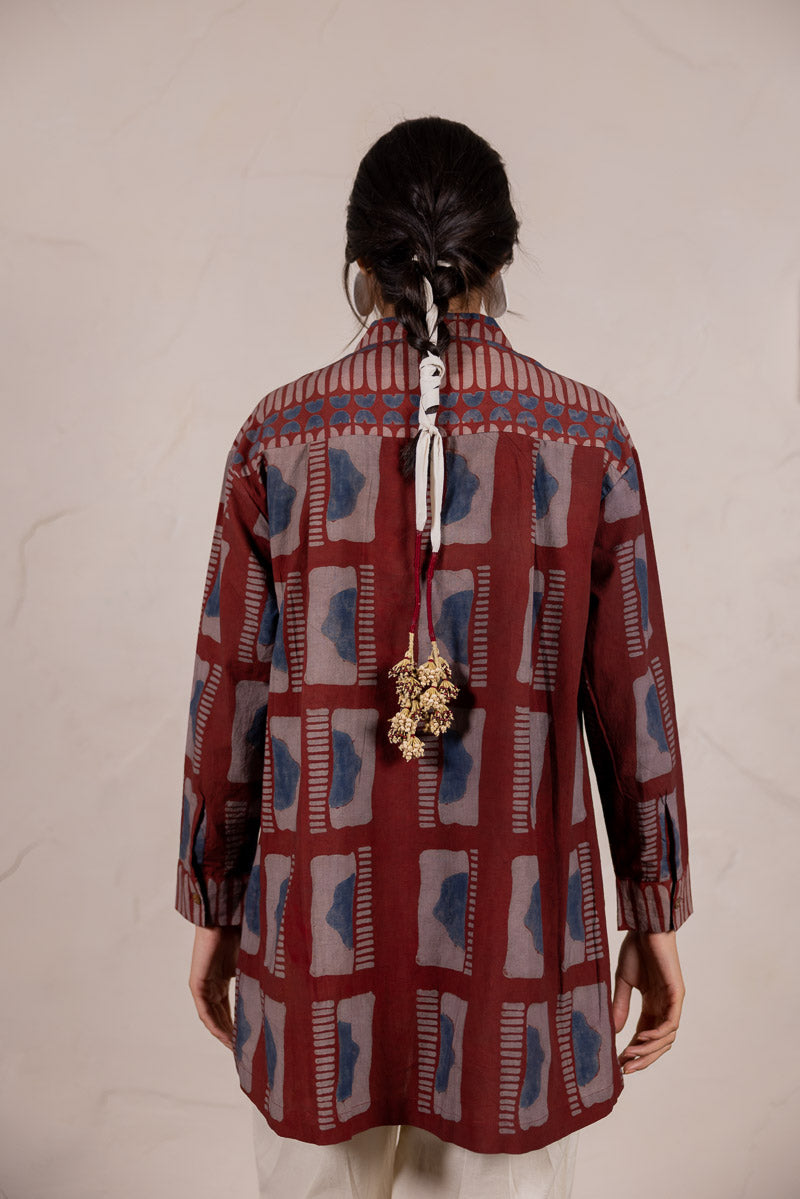 Mandarin Collar Top - Aab