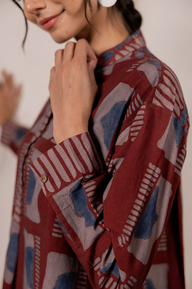 Mandarin Collar Top - Aab