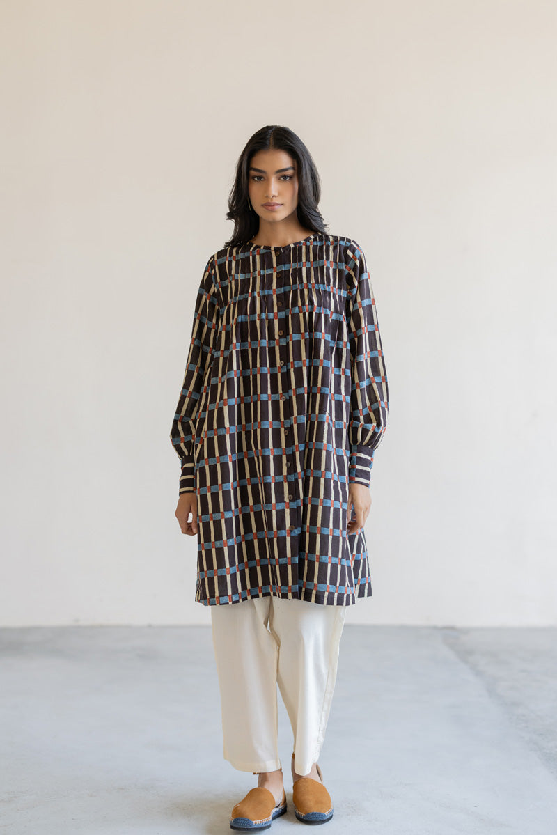 Navi Pintuck Tunic - Split Stripes