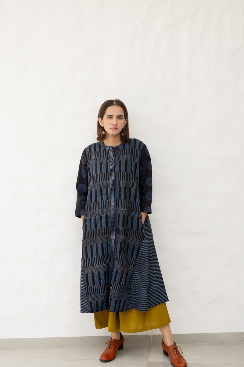 A-Line Kurta - Black & Indigo