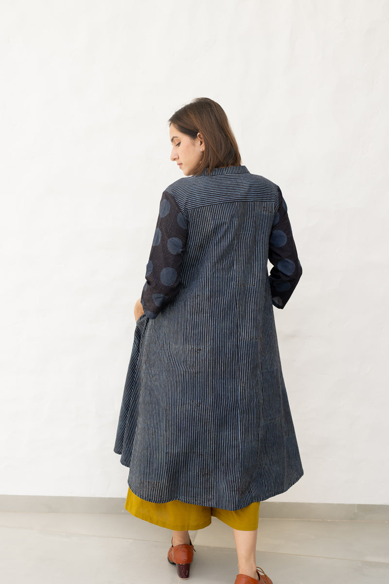 A-Line Kurta - Black & Indigo