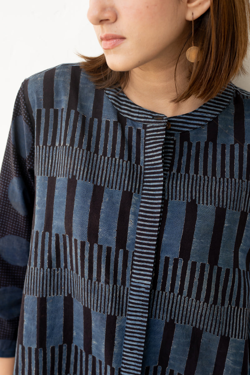 A-Line Kurta - Black & Indigo