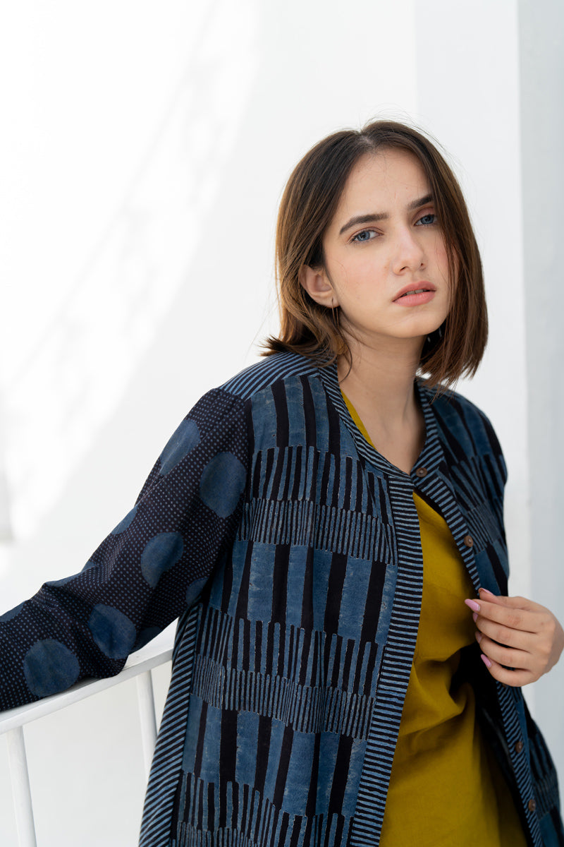 A-Line Kurta - Black & Indigo