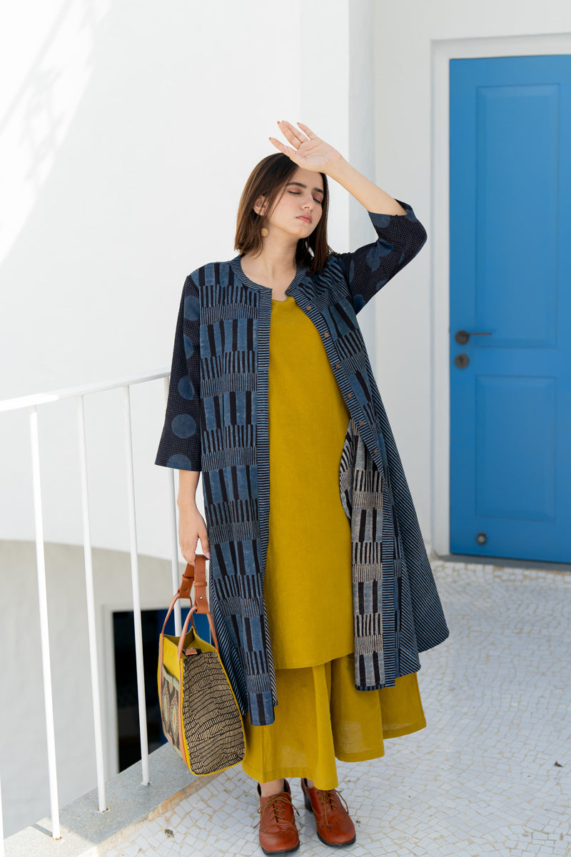 A-Line Kurta - Black & Indigo