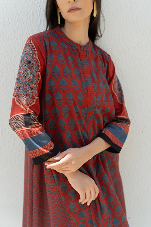 A-line Kurta - Baani Red