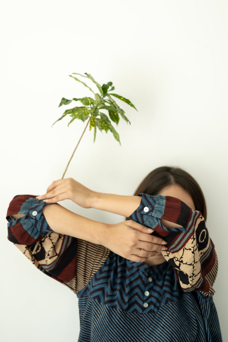Bias Tunic - Indigo & Black