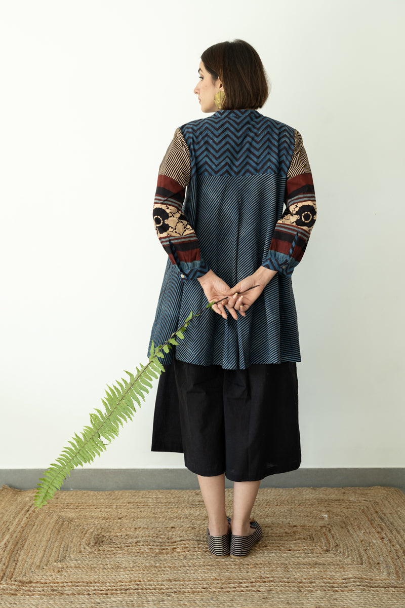 Bias Tunic - Indigo & Black